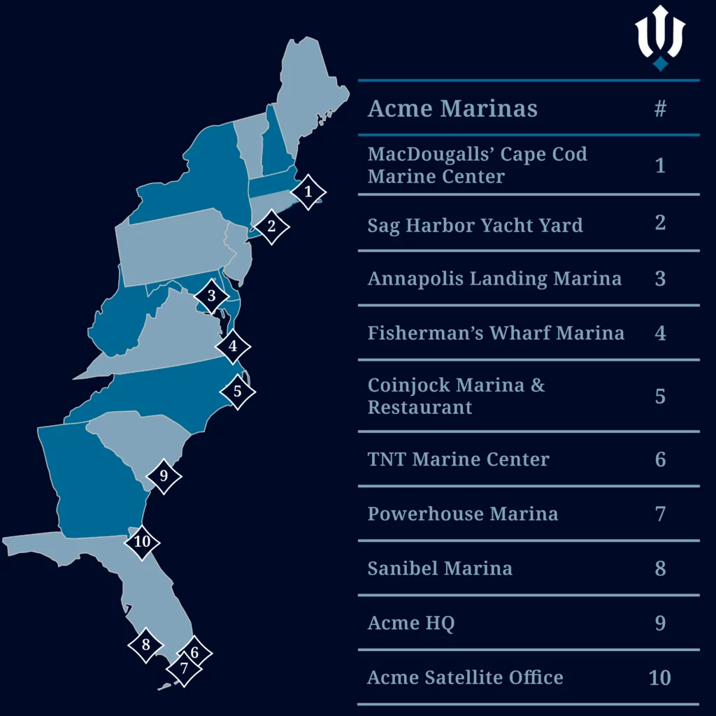 Acme Marina Locations Map